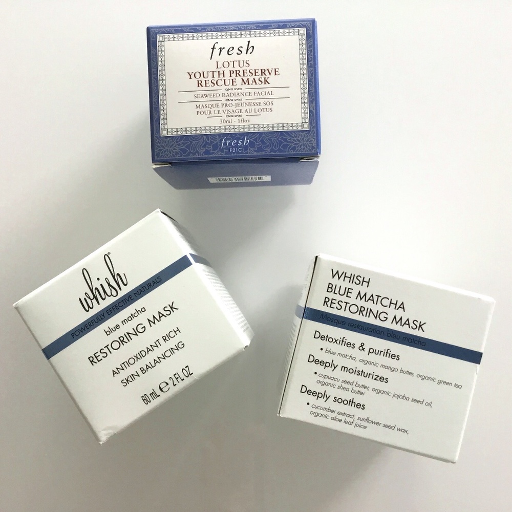 Whish Blue Matcha & Fresh Lotus Preserve Masks x 3